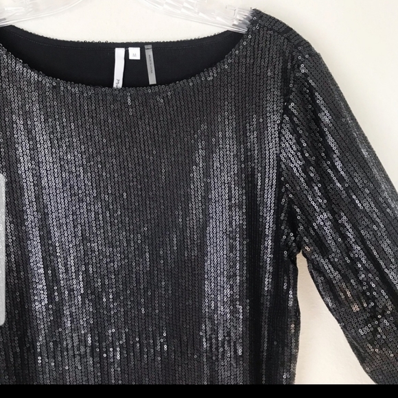 Michael Stars black boatneck sequin dress sz M - Picture 3 of 9